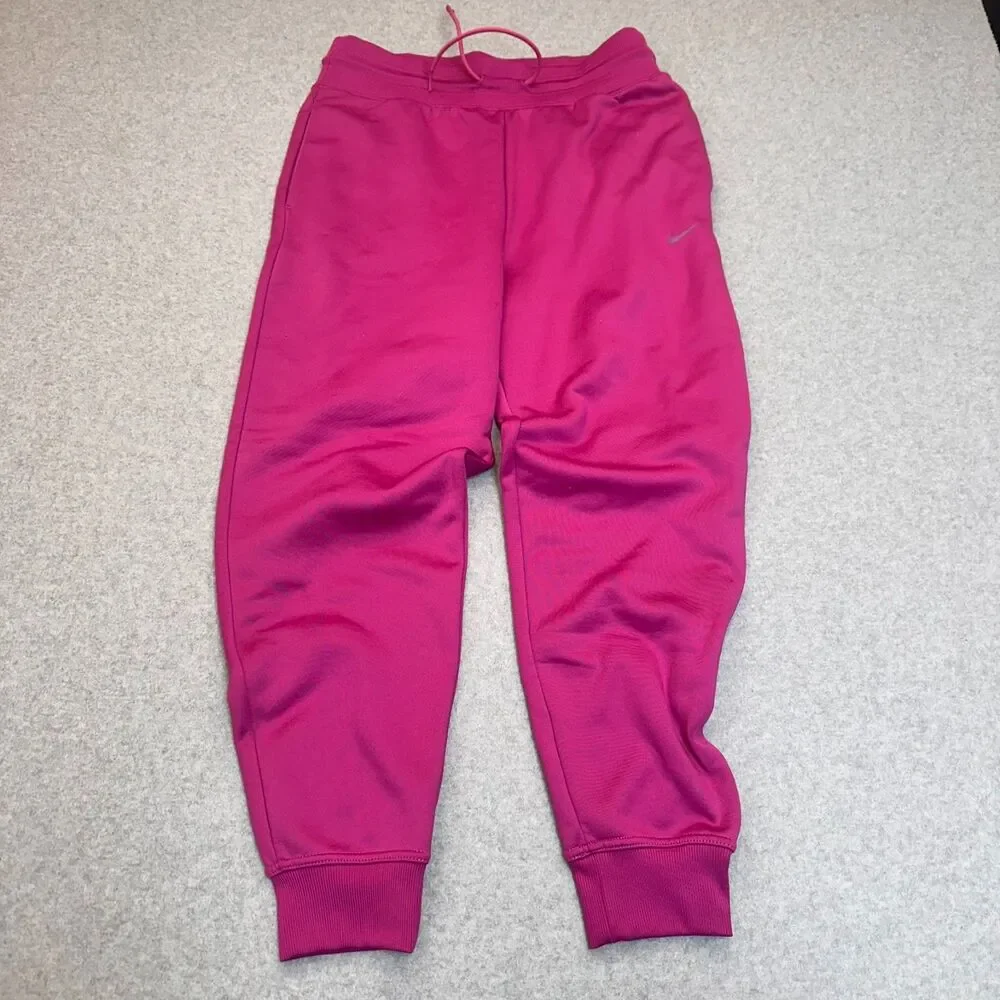 Nike Therma-FIT Fleece Matching Set Hot Fuchsia Pink Sweatshirt Joggers M Crop